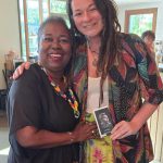 Bee, my new friend with a QR code copy of my audiobook!