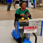 Shopping from a chair.